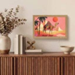 Kameel - Pyramides - Rode zon Light Box met kabel (Tafellamp) klein -sfeer2
