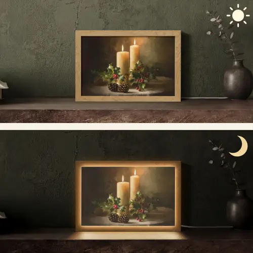 Kaarslicht - Kerst - Veelkleurig Light Box met kabel (Tafellamp) klein -sfeer3