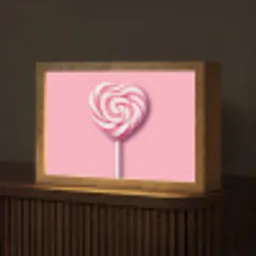 Snoep - Lolly - Hart- Roze Light Box met kabel (Tafellamp) klein -z3d_website