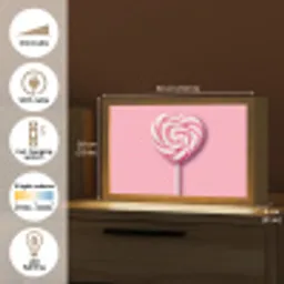 Snoep - Lolly - Hart- Roze Light Box met kabel (Tafellamp) klein -USP_EN