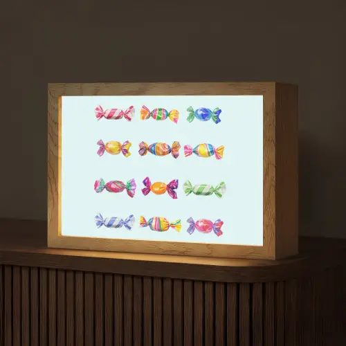 Snoepjes - Realistisch - Kleurrijk Light Box met kabel (Tafellamp) klein -z3d_website