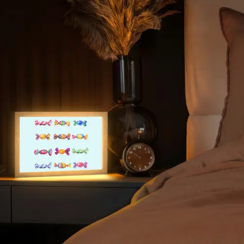 Snoepjes - Realistisch - Kleurrijk Light Box met kabel (Tafellamp) klein -sfeer1