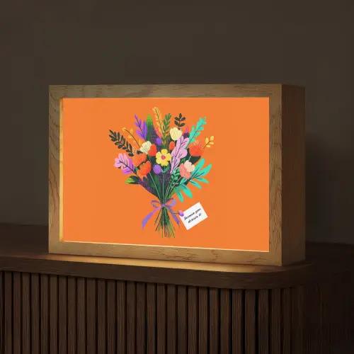 Kaartje - Boeket - Bloemen Light Box met kabel (Tafellamp) klein -z3d_website