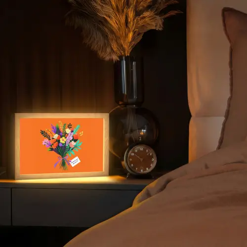 Kaartje - Boeket - Bloemen Light Box met kabel (Tafellamp) klein -sfeer1