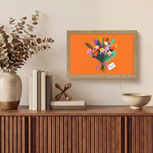 Kaartje - Boeket - Bloemen Light Box met kabel (Tafellamp) klein -sfeer2