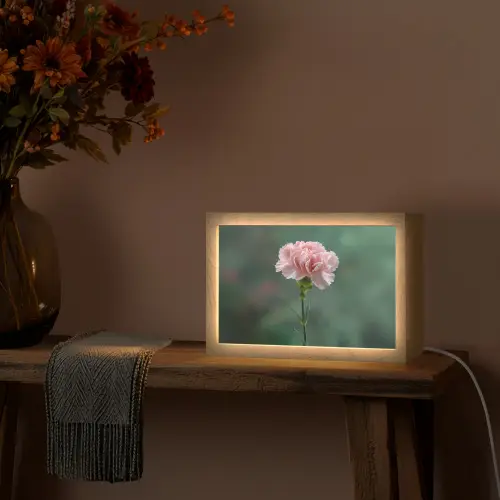 Anjer - Roze - Bloemblaadjes Light Box met kabel (Tafellamp) klein -sfeer4