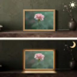 Anjer - Roze - Bloemblaadjes Light Box met kabel (Tafellamp) klein -sfeer3