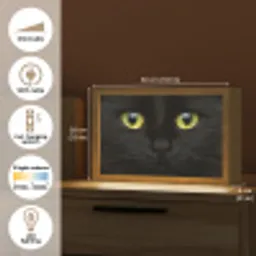 Kat - Zwart - Dieren - Natuur Light Box met kabel (Tafellamp) klein -USP_EN