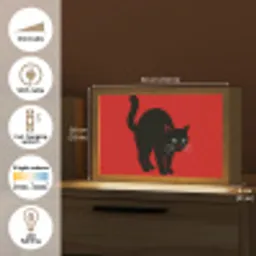 Kat - Zwart - Staart Light Box met kabel (Tafellamp) klein -USP_EN