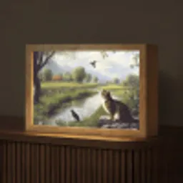 Kat - Beekje - Weide Light Box met kabel (Tafellamp) klein -z3d_website