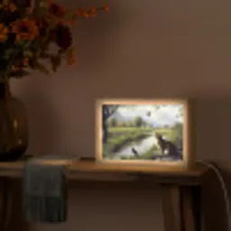 Kat - Beekje - Weide Light Box met kabel (Tafellamp) klein -sfeer4