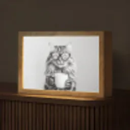 Kat - Bril - Mok - Pluizig Light Box met kabel (Tafellamp) klein -z3d_website