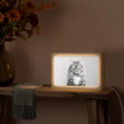 Kat - Bril - Mok - Pluizig Light Box met kabel (Tafellamp) klein -sfeer4