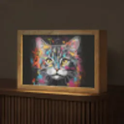 Kat - Graffiti - Dieren - Kleuren - Grijs Light Box met kabel (Tafellamp) klein -z3d_website