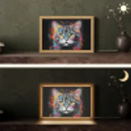 Kat - Graffiti - Dieren - Kleuren - Grijs Light Box met kabel (Tafellamp) klein -sfeer3