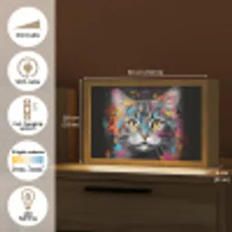 Kat - Graffiti - Dieren - Kleuren - Grijs Light Box met kabel (Tafellamp) klein -USP_EN