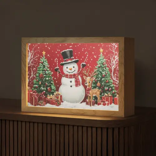 Feestvreugde - Winterbos - Kleurrijk Light Box met kabel (Tafellamp) klein -z3d_website