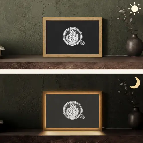 Krijttekening - Koffie - Latte art Light Box met kabel (Tafellamp) klein -sfeer3