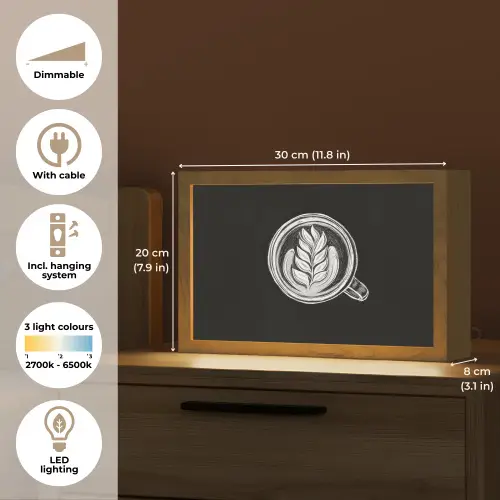 Krijttekening - Koffie - Latte art Light Box met kabel (Tafellamp) klein -USP_EN