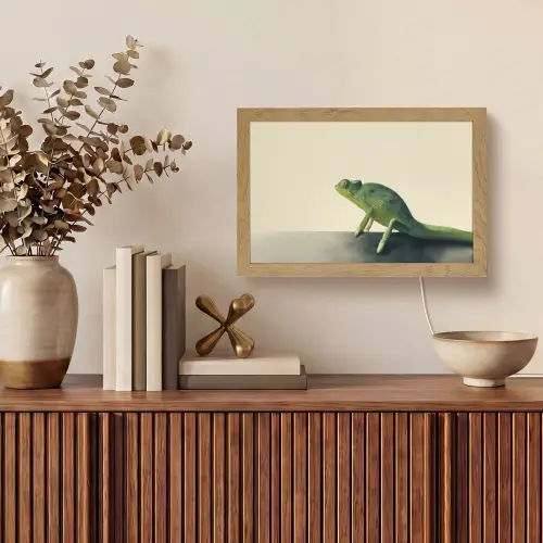 Kameleon - Groen - Minimalistisch Light Box met kabel (Tafellamp) klein -sfeer2