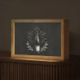 Champagnefles - Lauriertakken - Zwarte achtergrond Light Box met kabel (Tafellamp) klein -z3d_website