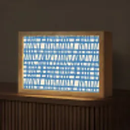Ruitpatroon - Blauw - Crème Light Box met kabel (Tafellamp) klein 924 -z3d_website