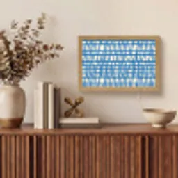 Ruitpatroon - Blauw - Crème Light Box met kabel (Tafellamp) klein 924 -sfeer2