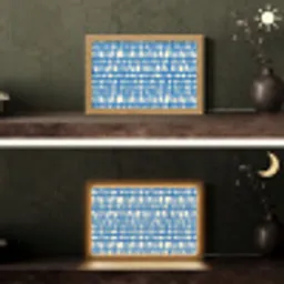 Ruitpatroon - Blauw - Crème Light Box met kabel (Tafellamp) klein 924 -sfeer3