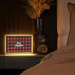 Geruit - Rood - Tekst - Christmas Light Box met kabel (Tafellamp) klein -sfeer1