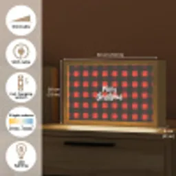 Geruit - Rood - Tekst - Christmas Light Box met kabel (Tafellamp) klein -USP_EN