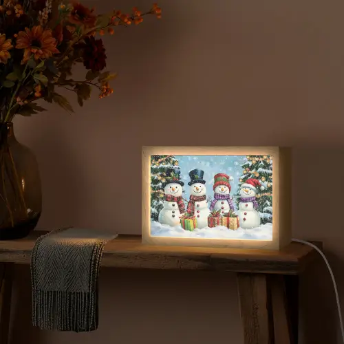 Vrolijk - Sneeuw - Kleurrijk Light Box met kabel (Tafellamp) klein -sfeer4