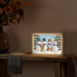 Vrolijk -  Sneeuw - Kleurrijk Light Box met kabel (Tafellamp) klein -sfeer4