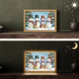 Vrolijk -  Sneeuw - Kleurrijk Light Box met kabel (Tafellamp) klein -sfeer3