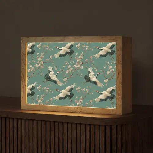 Kersenbloesem - Kraamvogels - Groen Light Box met kabel (Tafellamp) klein 924 -z3d_website