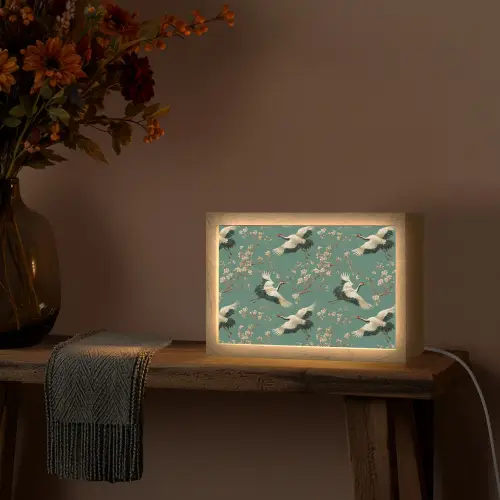 Kersenbloesem - Kraamvogels - Groen Light Box met kabel (Tafellamp) klein 924 -sfeer4