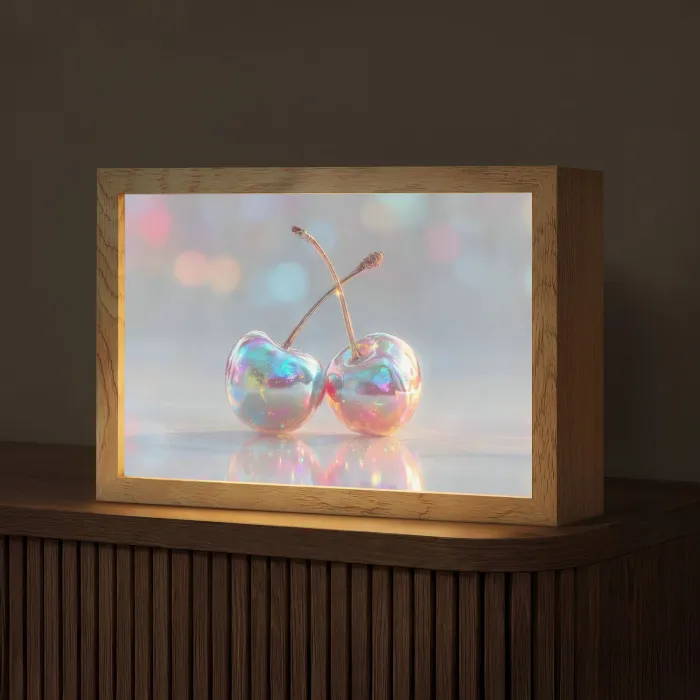 Kersen - Glanzend - Regenboogkleur Light Box met kabel (Tafellamp) klein -z3d_website