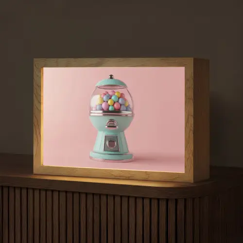 Kauwgom - Retro - Snoep - Roze Light Box met kabel (Tafellamp) klein -z3d_website