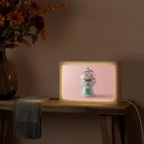 Kauwgom - Retro - Snoep - Roze Light Box met kabel (Tafellamp) klein -sfeer4