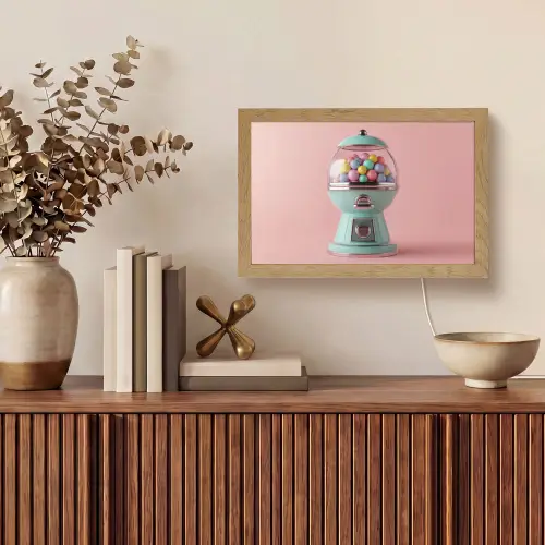 Kauwgom - Retro - Snoep - Roze Light Box met kabel (Tafellamp) klein -sfeer2