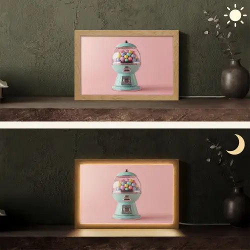 Kauwgom - Retro - Snoep - Roze Light Box met kabel (Tafellamp) klein -sfeer3