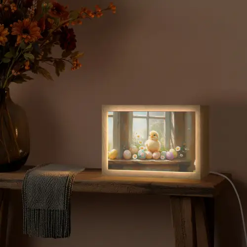 Kuiken - Raam - Paaseieren Light Box met kabel (Tafellamp) klein -sfeer4