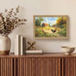 Kippen - Landelijke rust - Natuur Light Box met kabel (Tafellamp) klein -sfeer2