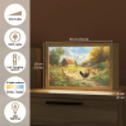 Kippen - Landelijke rust - Natuur Light Box met kabel (Tafellamp) klein -USP_EN
