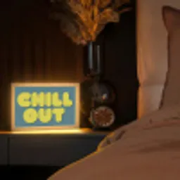 Chill out - Geel - Blauw Light Box met kabel (Tafellamp) klein -sfeer1
