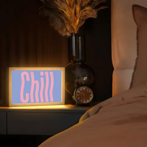 Chill - Roze - Blauw - Golvend Light Box met kabel (Tafellamp) klein -sfeer1