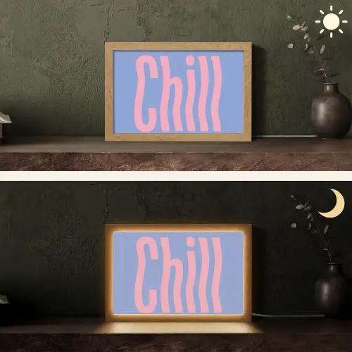 Chill - Roze - Blauw - Golvend Light Box met kabel (Tafellamp) klein -sfeer3