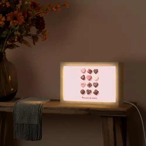 Chocolaatjes - Hartvormig - Liefste Light Box met kabel (Tafellamp) klein -sfeer4