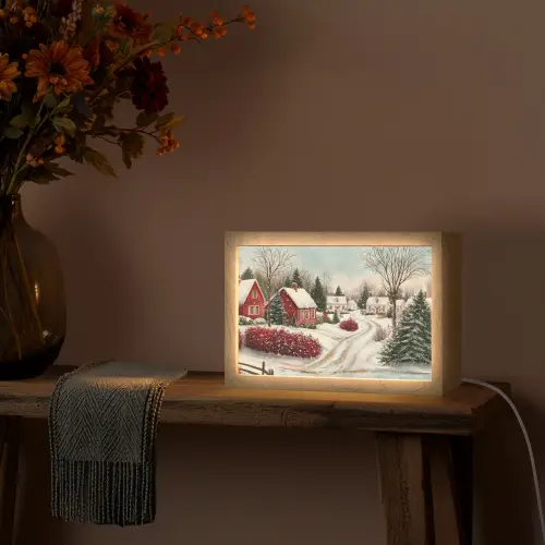 Kerstsfeer - Landelijk - Rood Light Box met kabel (Tafellamp) klein -sfeer4
