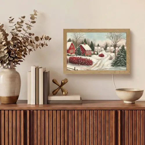 Kerstsfeer - Landelijk - Rood Light Box met kabel (Tafellamp) klein -sfeer2