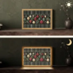 Kerstballen - Rood - Hulsttakken - Patroon Light Box met kabel (Tafellamp) klein -sfeer3